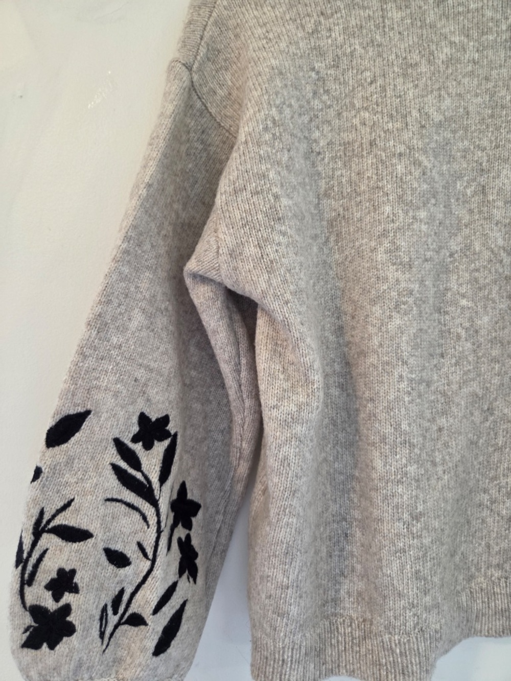 WOOl blend knit sweater XS crochet floral boxy oversize cottage core fall/winter - Picture 4 of 10